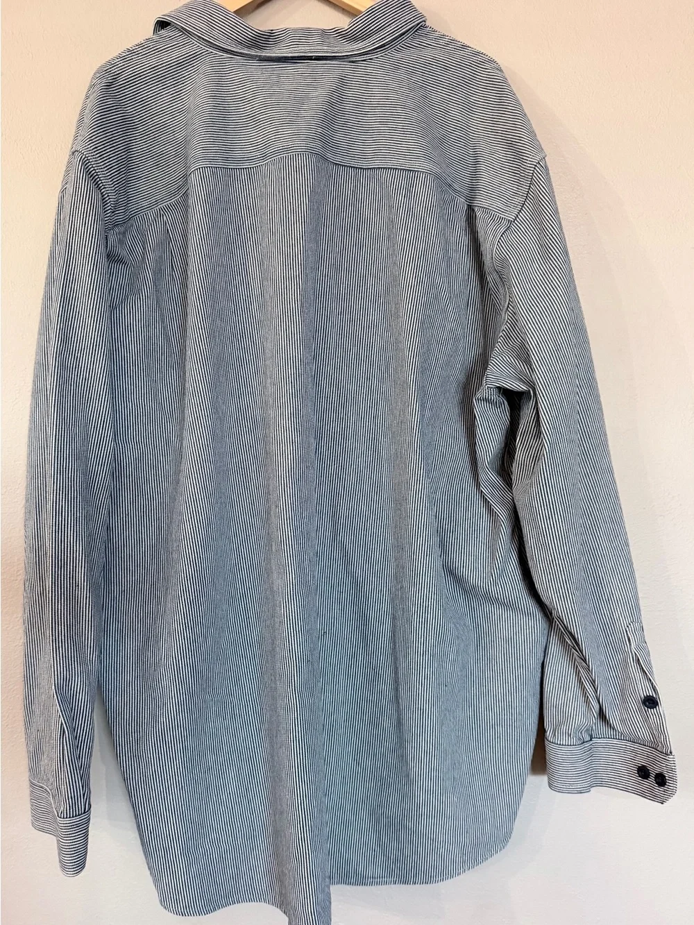 Carhartt Blue & White Striped Zip-Front Work Shirt